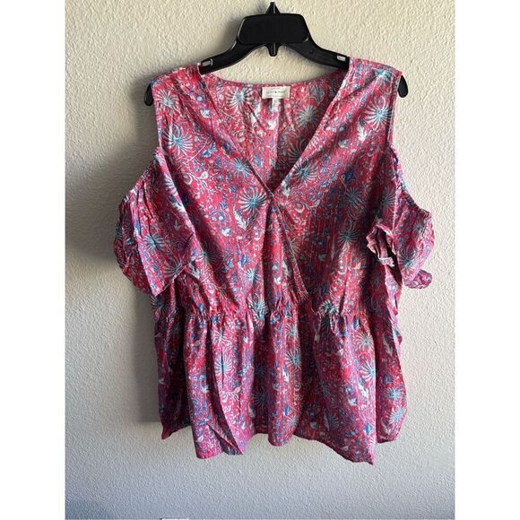 Lucky Brand Cold Shoulder Peplum Top 3X - Picture 1 of 4